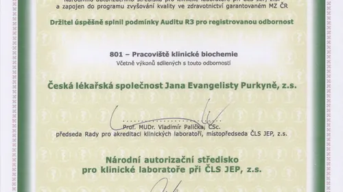 Osvědčení o splnění podmínek auditu R3 